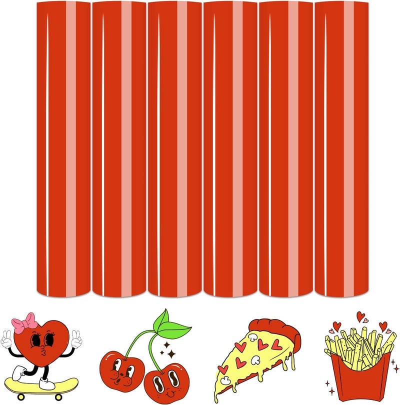 Tintnut Mandarin Red Color Heat Transfer Vinyl -6 Sheets 12"x10" Bright Color Iron on Vinyl for T-Shirts Clothing Bags HTV Vinyl for All Cutting Machine - Image 1